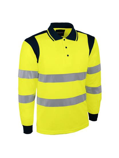 Polo à manches longues jaune haute visibilité - 150 g/m2 - L - Singer