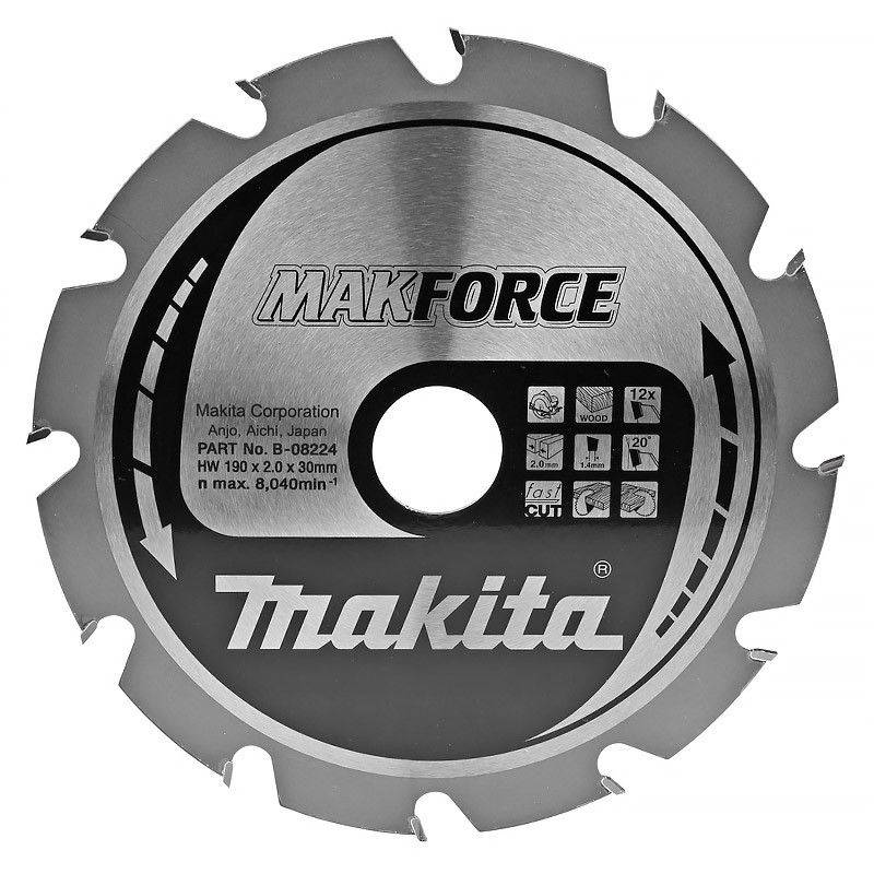 Lame Makita carbure MakForce B-08224 pour Scie circulaire pour bois - 190 x 30mm