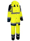 Veste et pantalon de pluie - jaune fluorescent / marine - XL - Singer