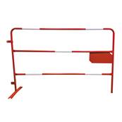 Barrière de chantier rouge - Modèle TP - L.1,5 m - Avec plaque