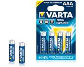 Piles alcalines Varta Longlife Power - AAA - LR03 - Le blister de 4