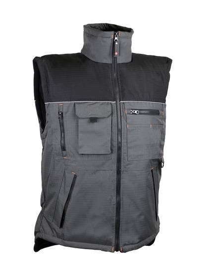 Gilet polyester sans manche - Coloris gris/noir contrasté orange - S - Singer